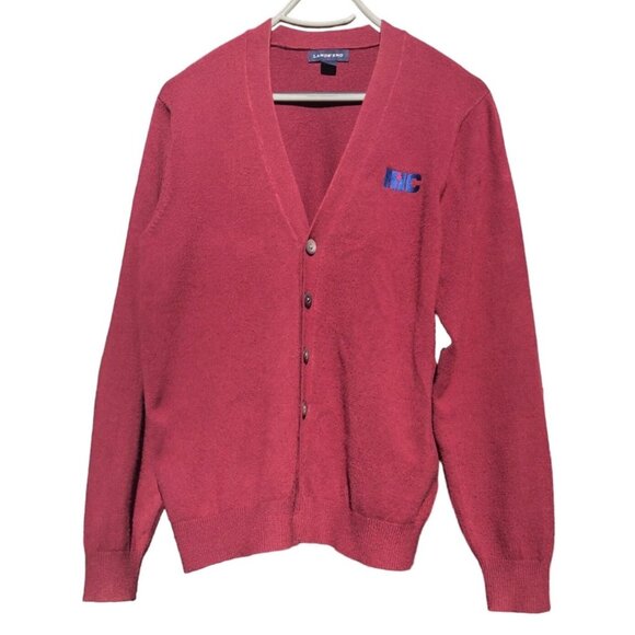 Lands End Mens Cardigan Sweater in Burgundy Embroidered KIC Size Small - Picture 1 of 3